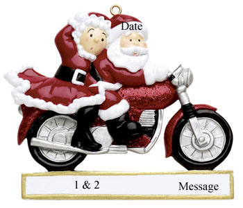 Santa and Mrs. On Motorcycle