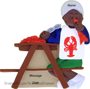 African American Boy Lobster Ornament - Personalized Ornament