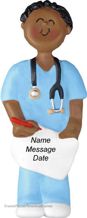 African American Boy Nurse Ornament - Personalized Ornament