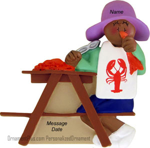 African American Girl Lobster Ornament - Personalized Ornament