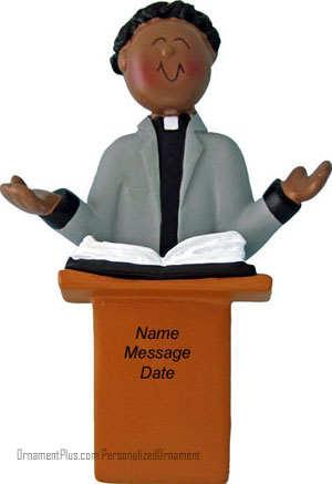 African American Male Minister Ornament - Personalized Ornament