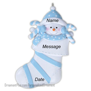 Baby Blue Stocking Ornament - Personalized Ornament