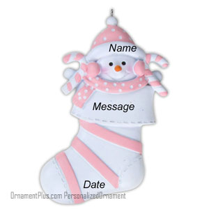 Baby Pink Stocking Ornament - Personalized Ornament