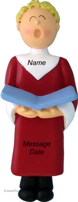 Blond Boy Choir Singer - Personalized Ornament