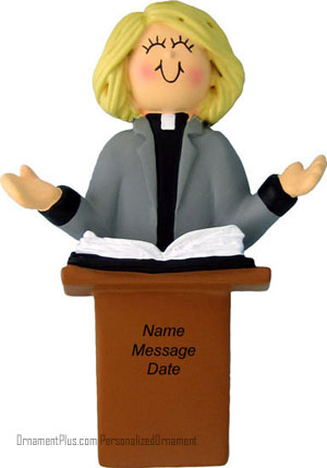 Blonde Female Minister Ornament - Personalized Ornament