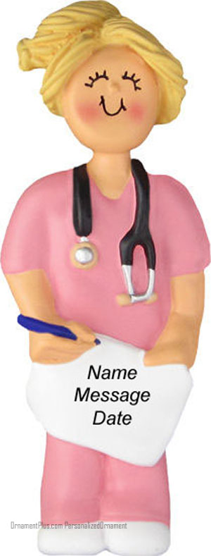 Blonde Girl Nurse Ornament - Personalized Ornament