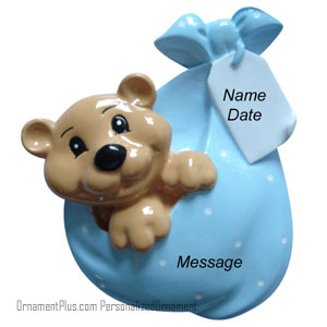 Blue Bear Baby Ornament - Personalized Ornament