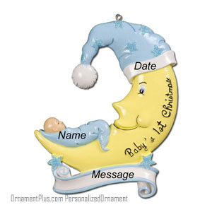 Blue Moon with Baby Ornament - Personalized Ornament