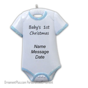 Blue Onesie Baby Ornament - Personalized Ornament