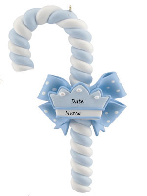 Blue Candy Cane with Crown