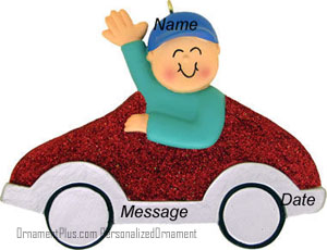 Boy Car Driver Ornament - Personalized Ornament