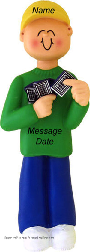 Boy Card Player Ornament - Personalized Ornament