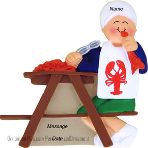 Boy Eating Lobster Ornament - Personalized Ornament