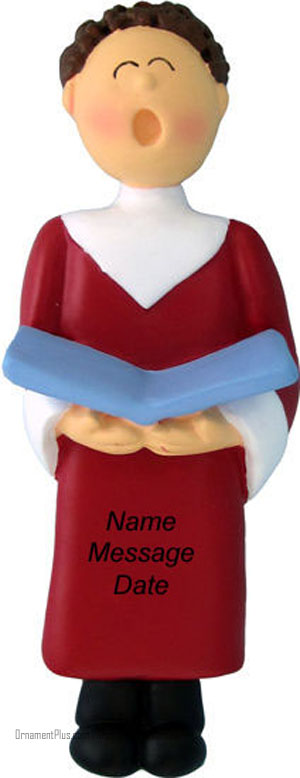 Brunette Boy Choir Singer - Personalized Ornament