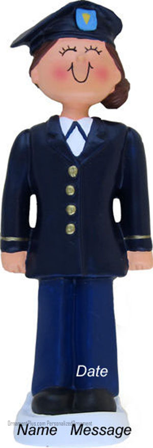 Brunette Girl Armed Forces Ornament - Personalized Ornament