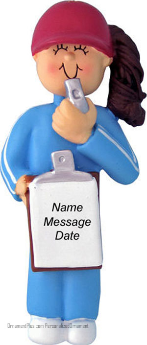 Brunette Girl Coach Ornament - Personalized Ornament
