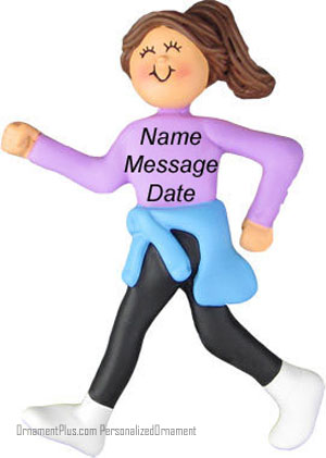 Brunette Girl Walker Ornament - Personalized Ornament