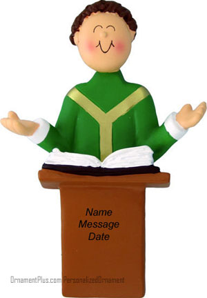 Brunette Priest Ornament - Personalized Ornament