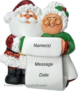 Christmas List Santa and Mrs. Clause Ornament - Personalized Ornament