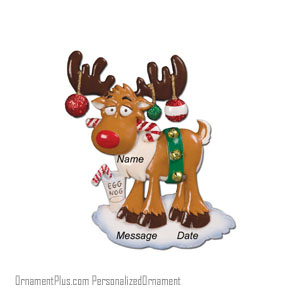 Christmas Moose with Blubs Ornament - Personalized Ornament