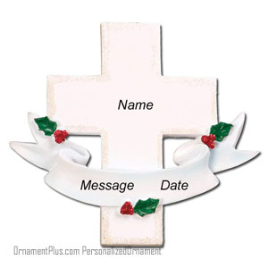 Cross with Ribbon Memorial Ornament - Personalized Ornament