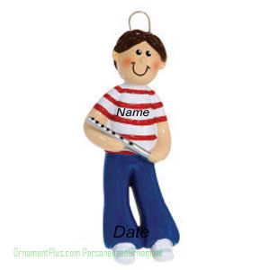 Flute Boy Music Ornament - Personalized Ornament