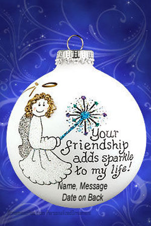 Friendship Adds Sparkle Glass Ornament - Personalized Ornament