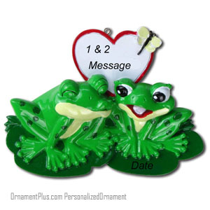 Frog Kissing Couple Ornament - Personalized Ornament