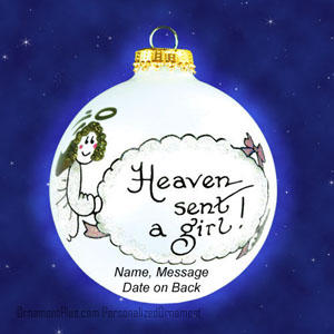 Heaven Sent Girl Glass Ornament - Personalized Ornament