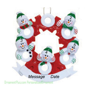 Hugs Kisses Family of Five Ornament - Personalized Ornament