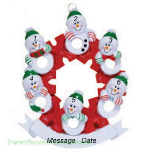Hugs Kisses Family of Six Ornament - Personalized Ornament