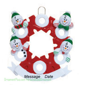 Hugs and Kisses Family of Four Ornament - Personalized Ornament