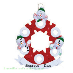 Hugs and Kisses Family of Three Ornament - Personalized Ornament