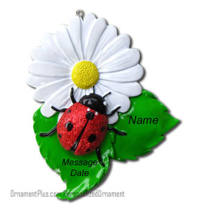 Ladybug on Leaf Ornament - Personalized Ornament