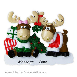 Moose Family Couple Ornament - Personalized Ornament