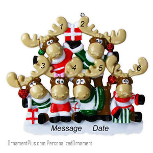 Moose Family of Six Ornament - Personalized Ornament