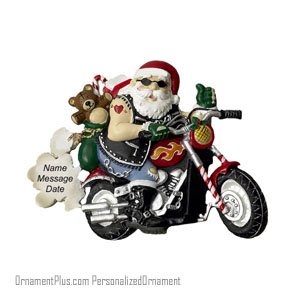 Motorcycle Santa Ornament - Personalized Ornament