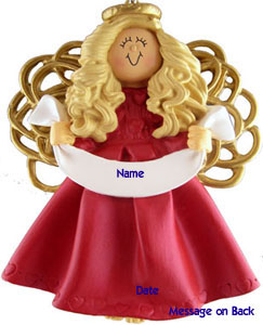Angel with Red Dress and Blond Hair