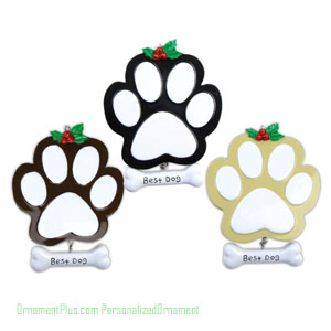 Paw Print Dog Ornament - Personalized Ornament