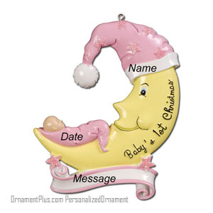 Pink Moon with Baby Ornament - Personalized Ornament