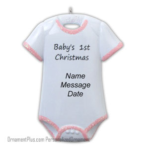 Pink Onesie Baby Ornament - Personalized Ornament
