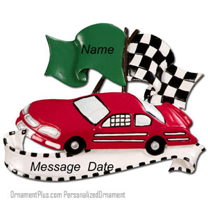 Race Care Checkered Flag Ornament - Personalized Ornament