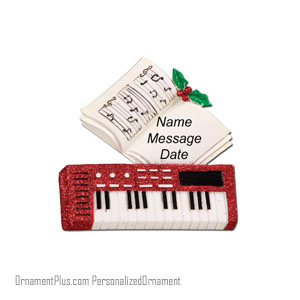 Red Keyboard Music Ornament - Personalized Ornament