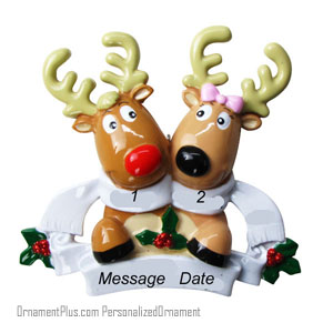 Reindeer Scarves Couple Ornament - Personalized Ornament