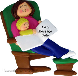 Rocking Chair Brunette Lady Ornament - Personalized Ornament