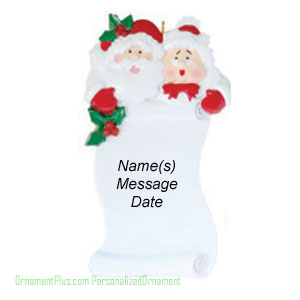 Santa and Mrs Clause Scroll - Personalized Ornament