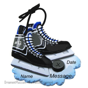 Skates with Puck Hockey Ornament - Personalized Ornament