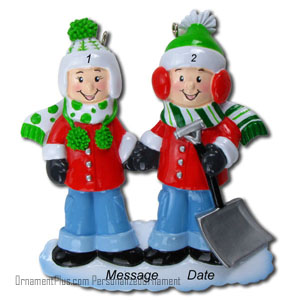 Snow Shovel Couple Ornament - Personalized Ornament