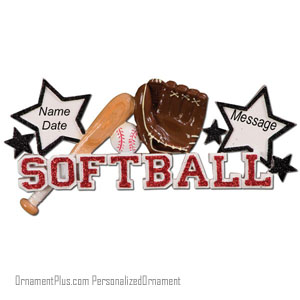 Softball Word Ornament - Personalized Ornament