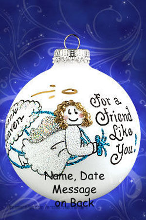 Thank Heaven Friend Glass Ornament - Personalized Ornament